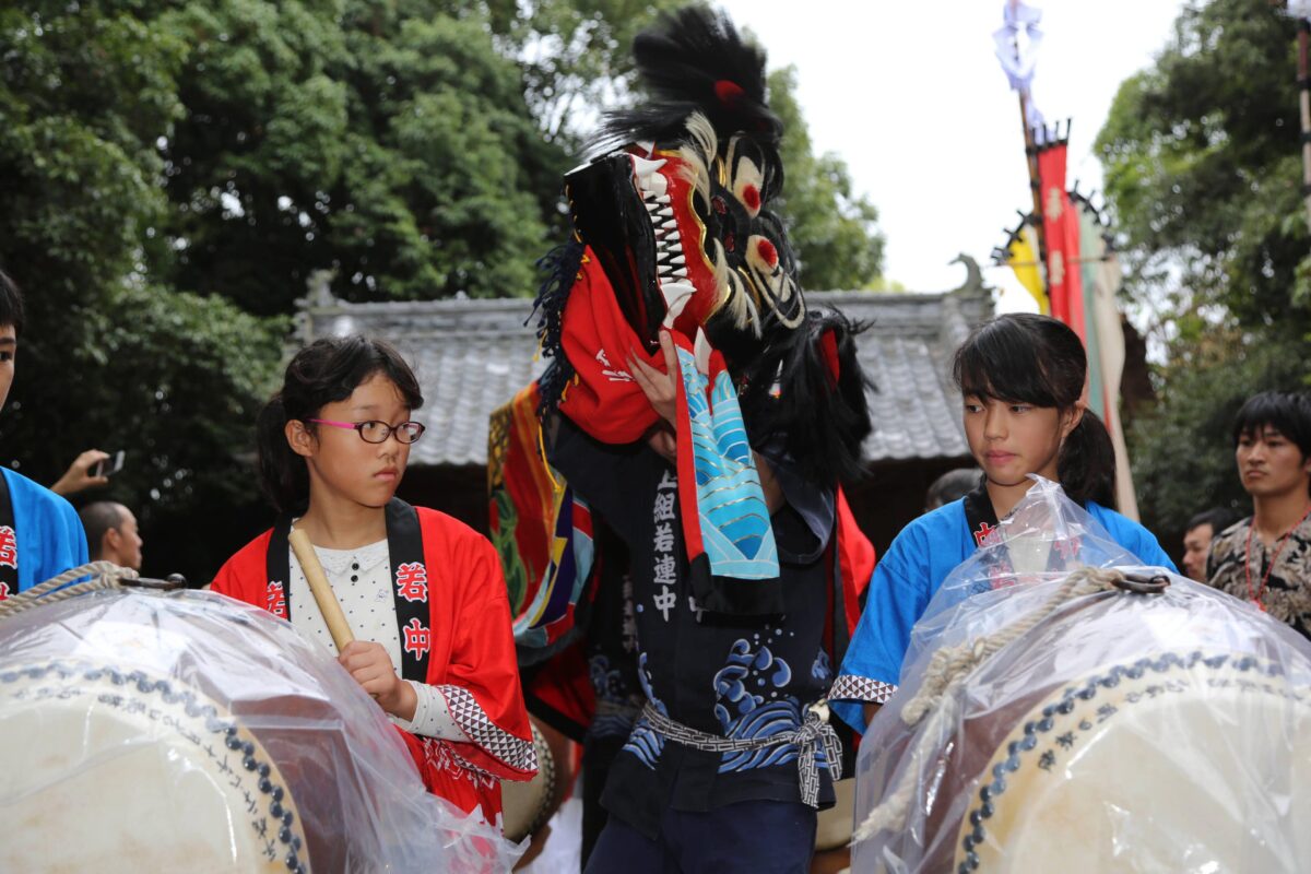 2014年 多度津町山階・春日神社 秋季例大祭 舞い込み 上小原獅子組