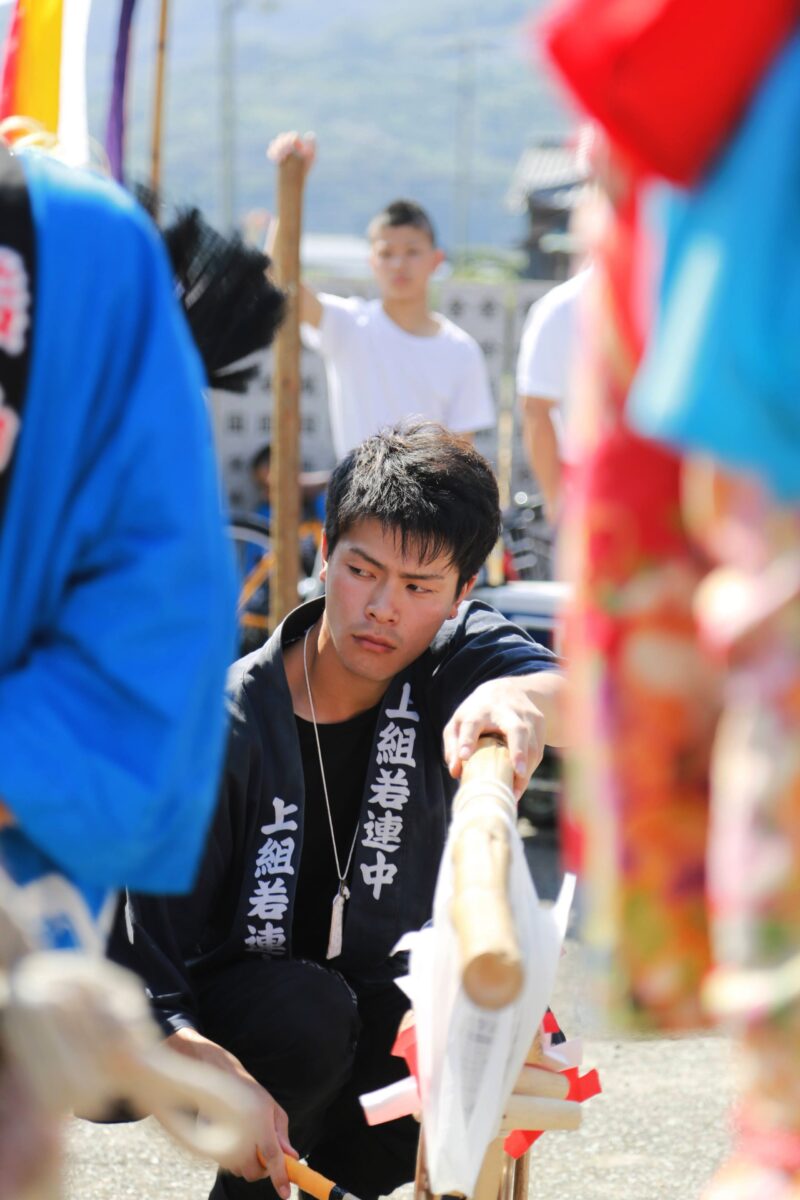 2015年 多度津町山階・春日神社 秋季例大祭 傘揃え 上小原獅子組
