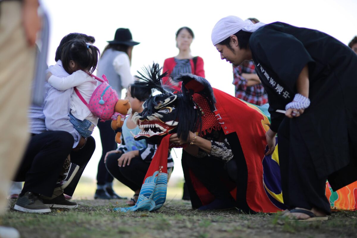 2015年 多度津町山階・春日神社 秋季例大祭 傘揃え 上小原獅子組