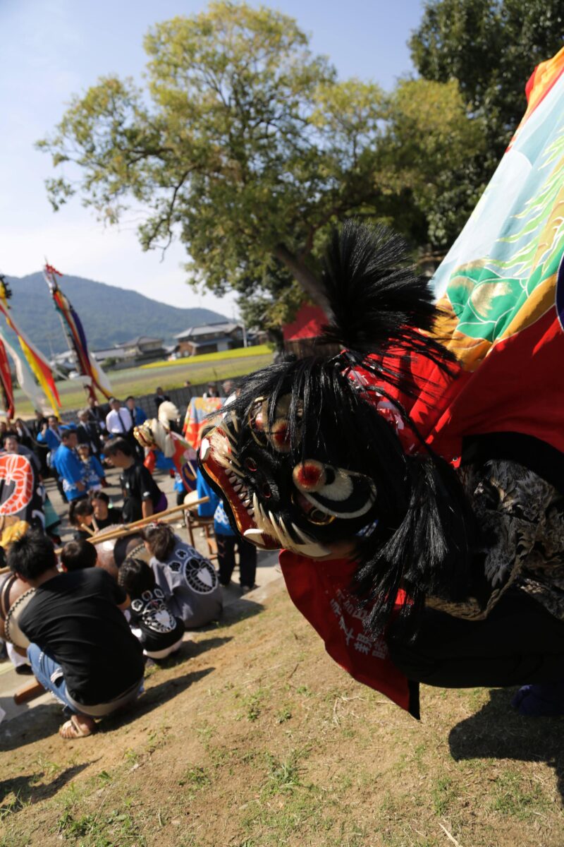 2015年 多度津町山階・春日神社 秋季例大祭 傘揃え 上小原獅子組