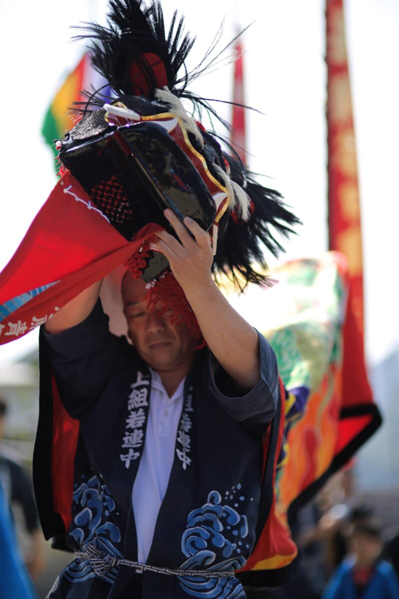2015年 多度津町山階・春日神社 秋季例大祭 傘揃え 上小原獅子組