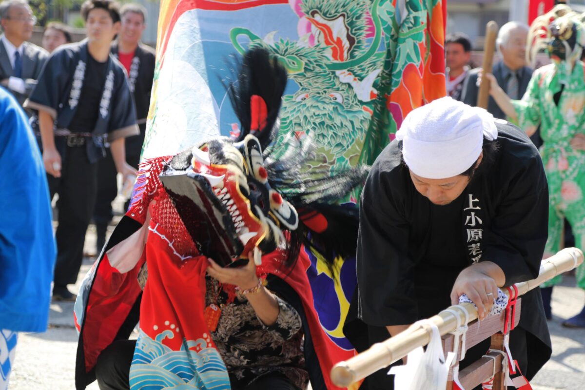2015年 多度津町山階・春日神社 秋季例大祭 傘揃え 上小原獅子組