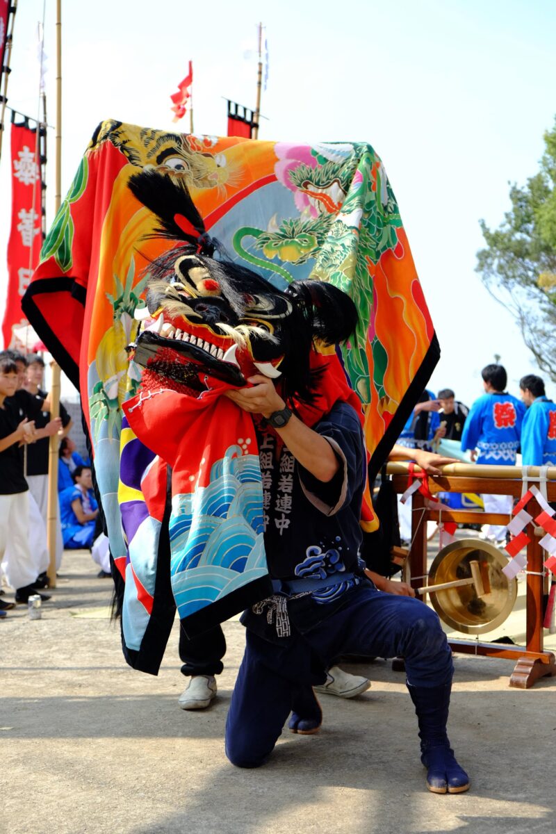 2016年 多度津町山階・春日神社 秋季例大祭 傘揃え 上小原獅子組