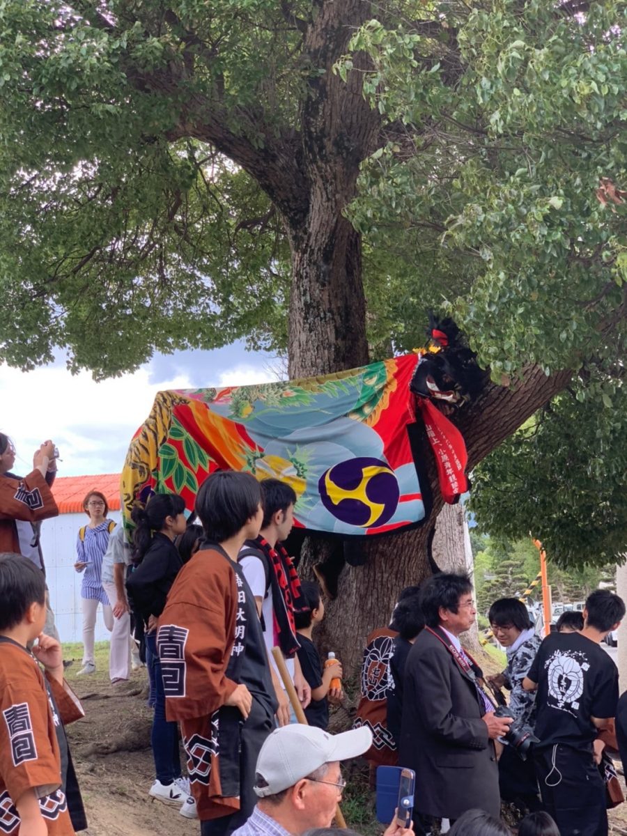 2019年 多度津町山階・春日神社 秋季例大祭 傘揃え 上小原獅子組