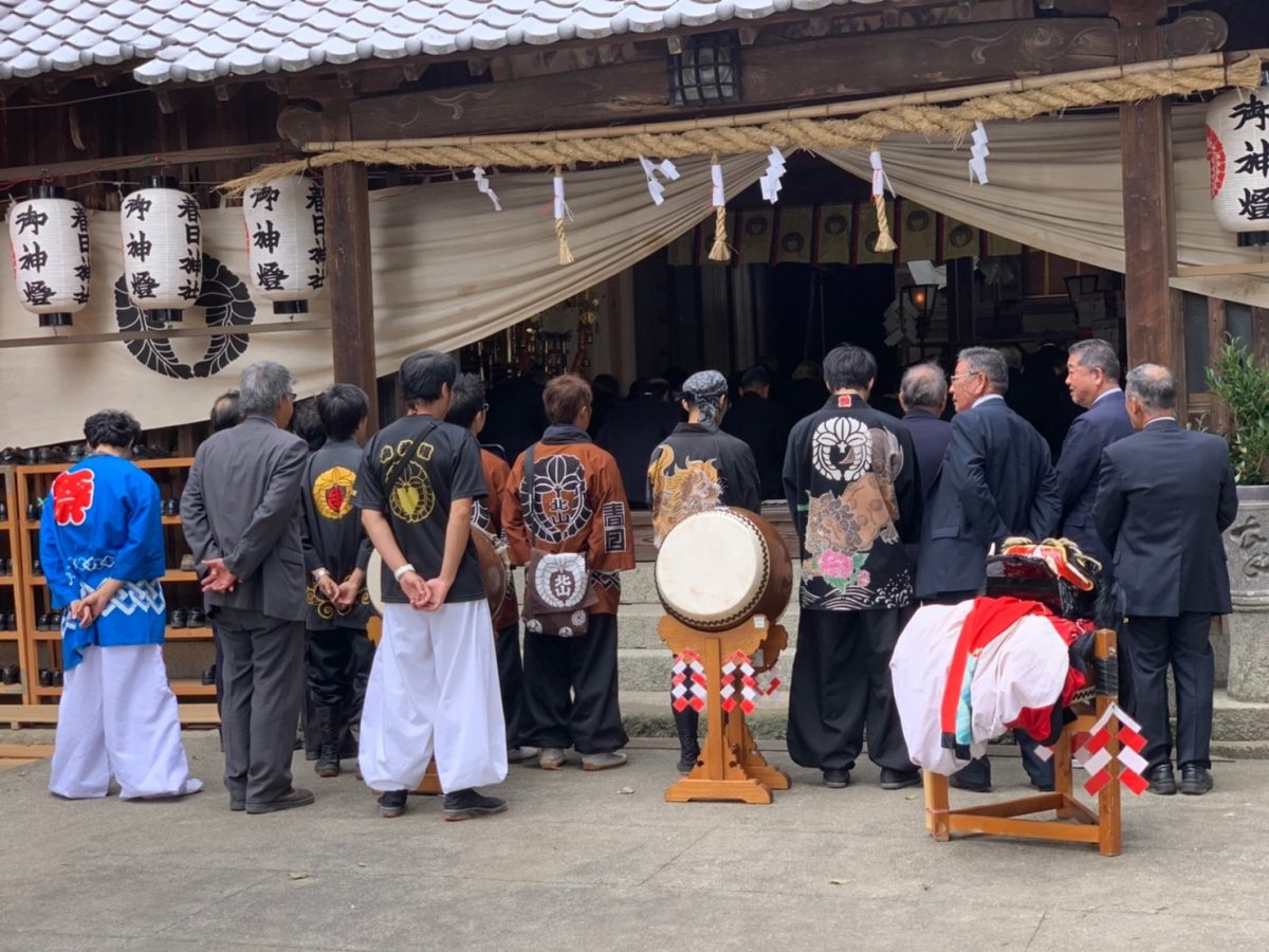 2019年 多度津町山階・春日神社 秋季例大祭 拝礼 上小原獅子組