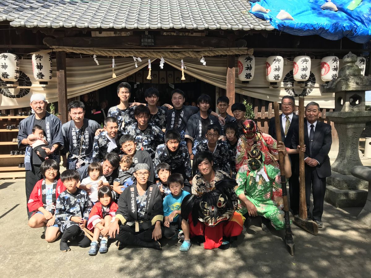 2019年 多度津町山階・春日神社 秋季例大祭 記念 集合写真 上小原獅子組