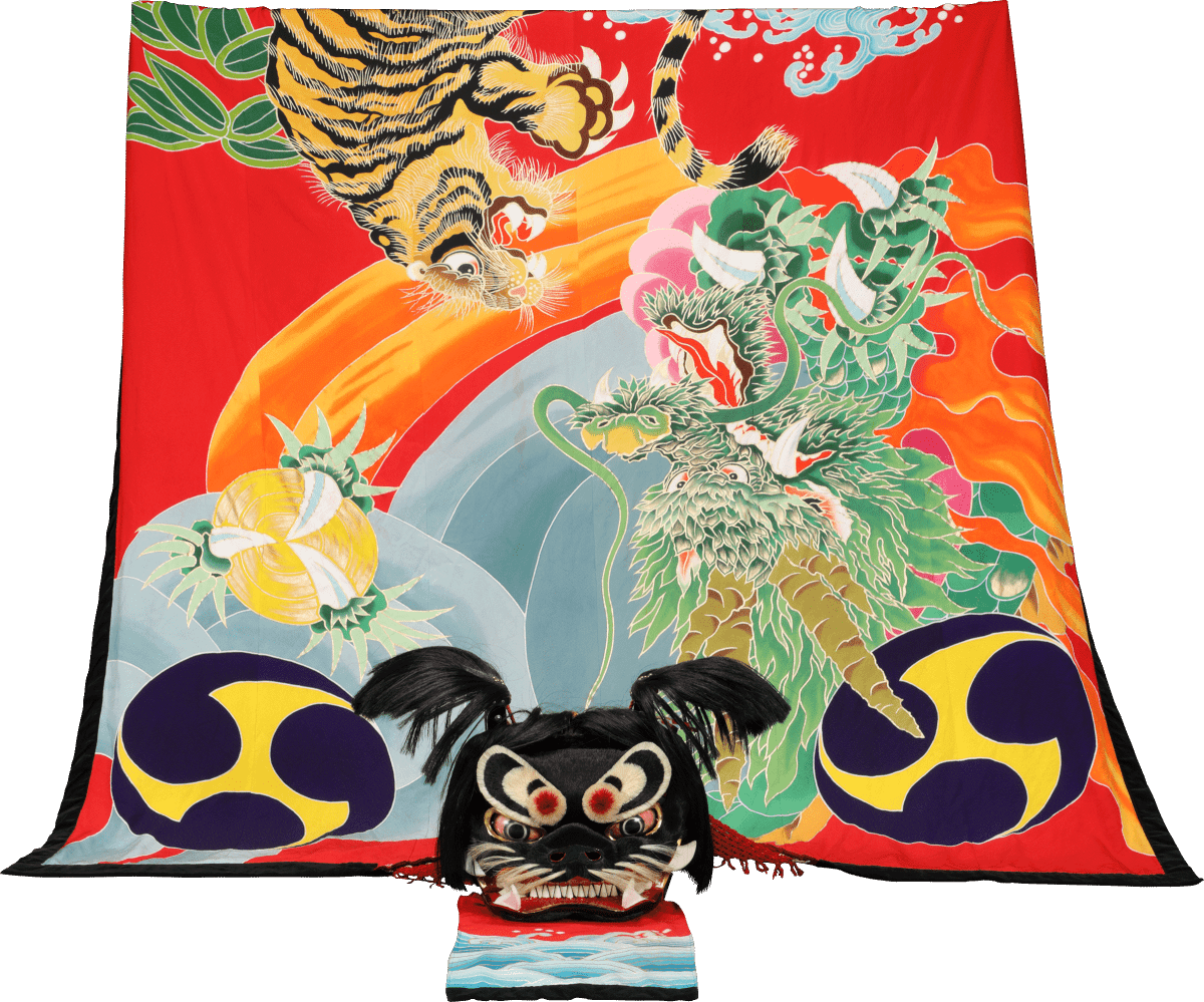 獅子頭と油単 上小原獅子組