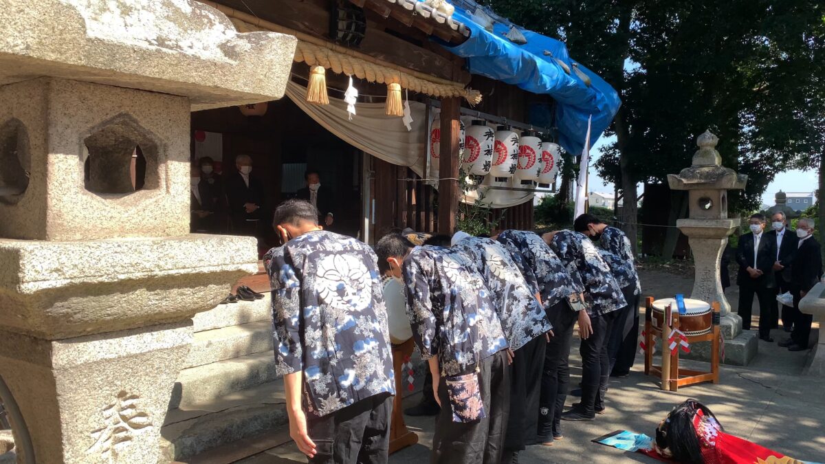 2022年 多度津町山階・春日神社 自主奉納 拝礼 上小原獅子組