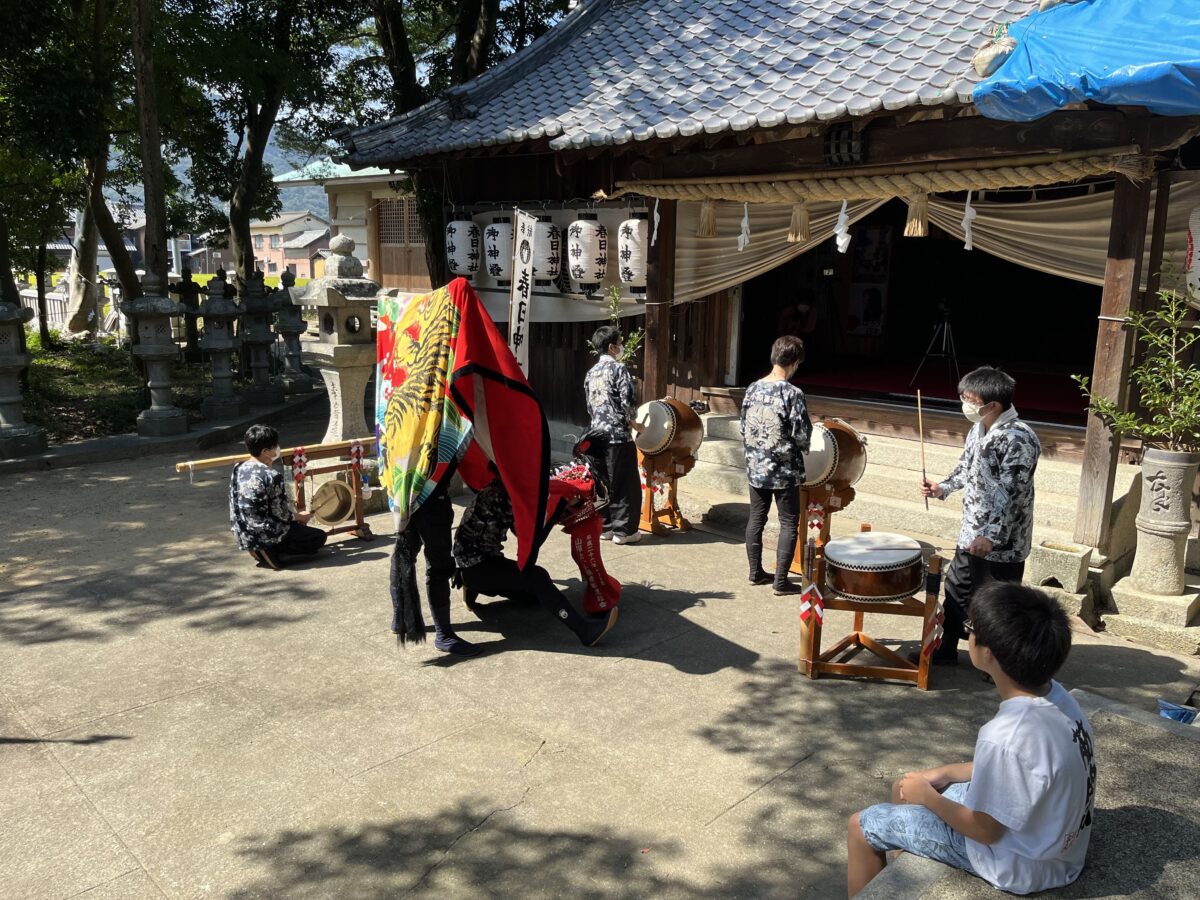 2022年 多度津町山階・春日神社 自主奉納 舞い込み 上小原獅子組