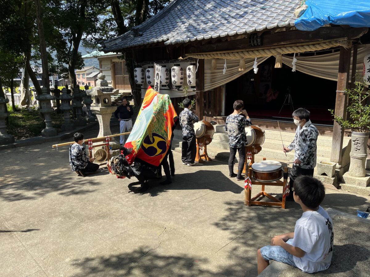 2022年 多度津町山階・春日神社 自主奉納 舞い込み 上小原獅子組