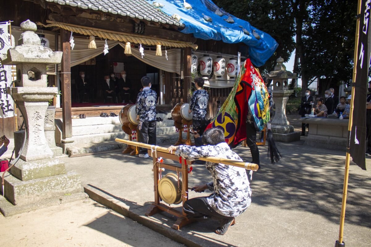 2022年 多度津町山階・春日神社 自主奉納 拝殿前 上小原獅子組
