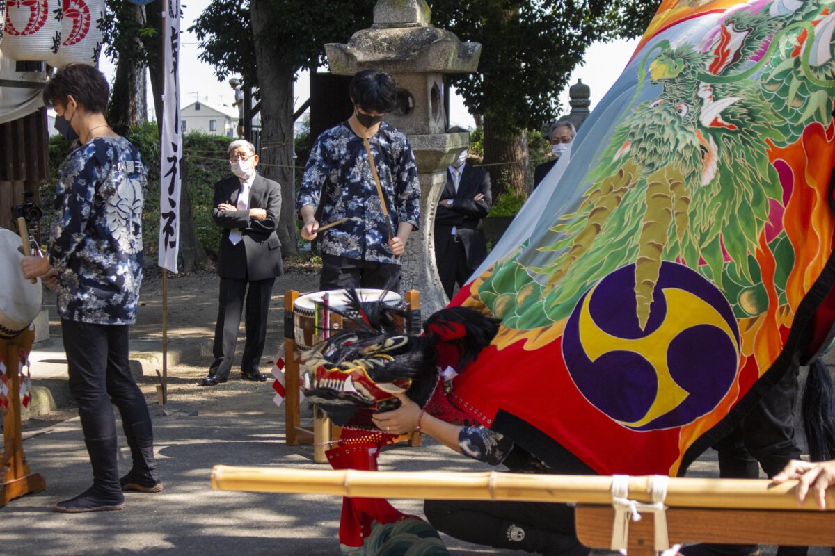 2022年 多度津町山階・春日神社 自主奉納 拝殿前 上小原獅子組
