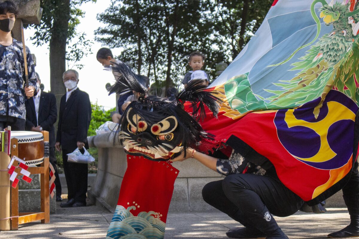 2022年 多度津町山階・春日神社 自主奉納 拝殿前 上小原獅子組