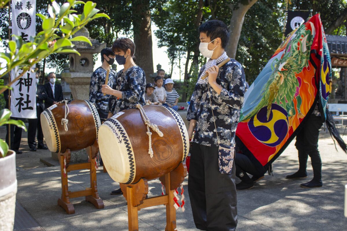 2022年 多度津町山階・春日神社 自主奉納 拝殿前 上小原獅子組
