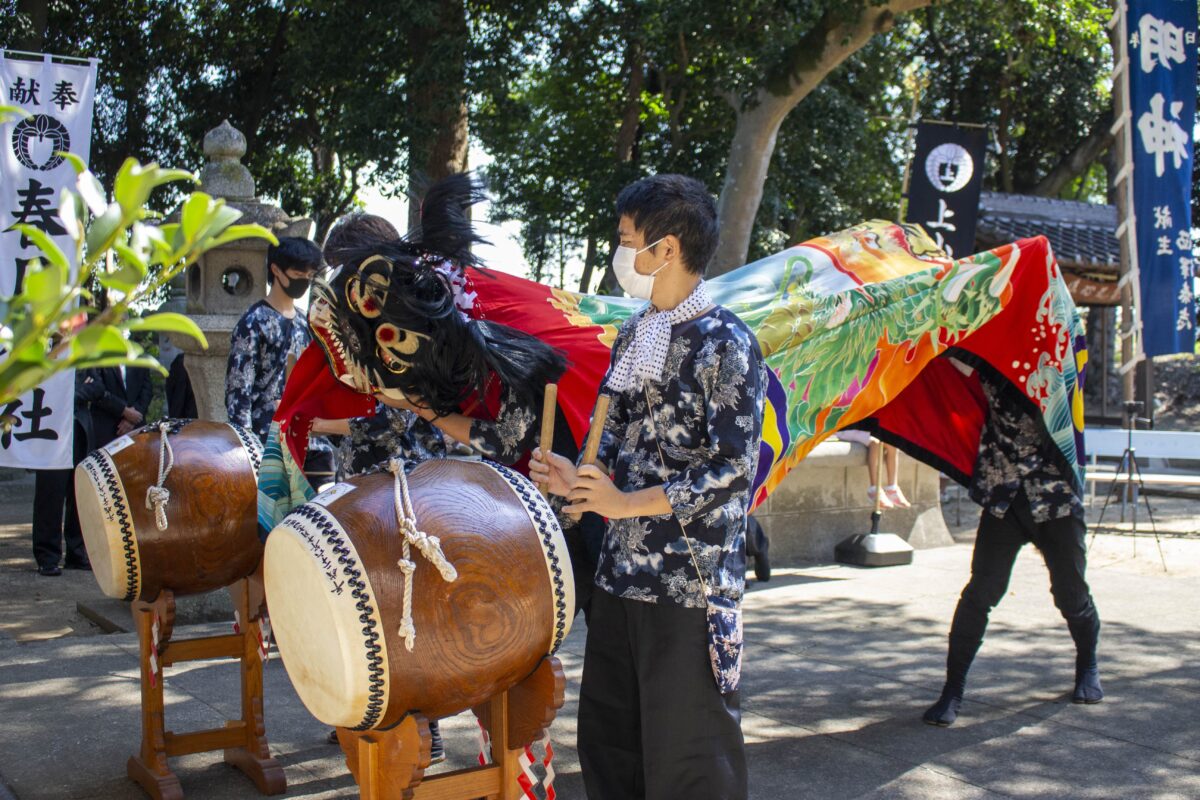 2022年 多度津町山階・春日神社 自主奉納 拝殿前 上小原獅子組