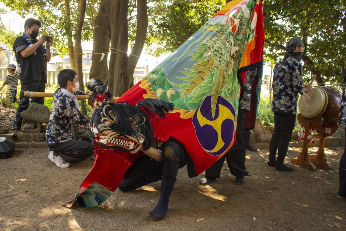 2022年 多度津町山階・春日神社 自主奉納 龍王宮 上小原獅子組