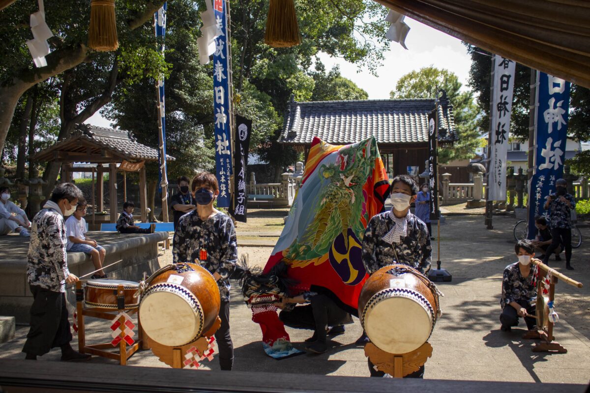 2022年 多度津町山階・春日神社 自主奉納 舞い込み 上小原獅子組