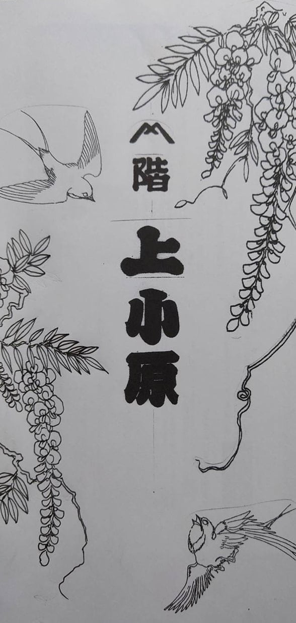 上小原獅子組 獅子の前掛け 最終下絵