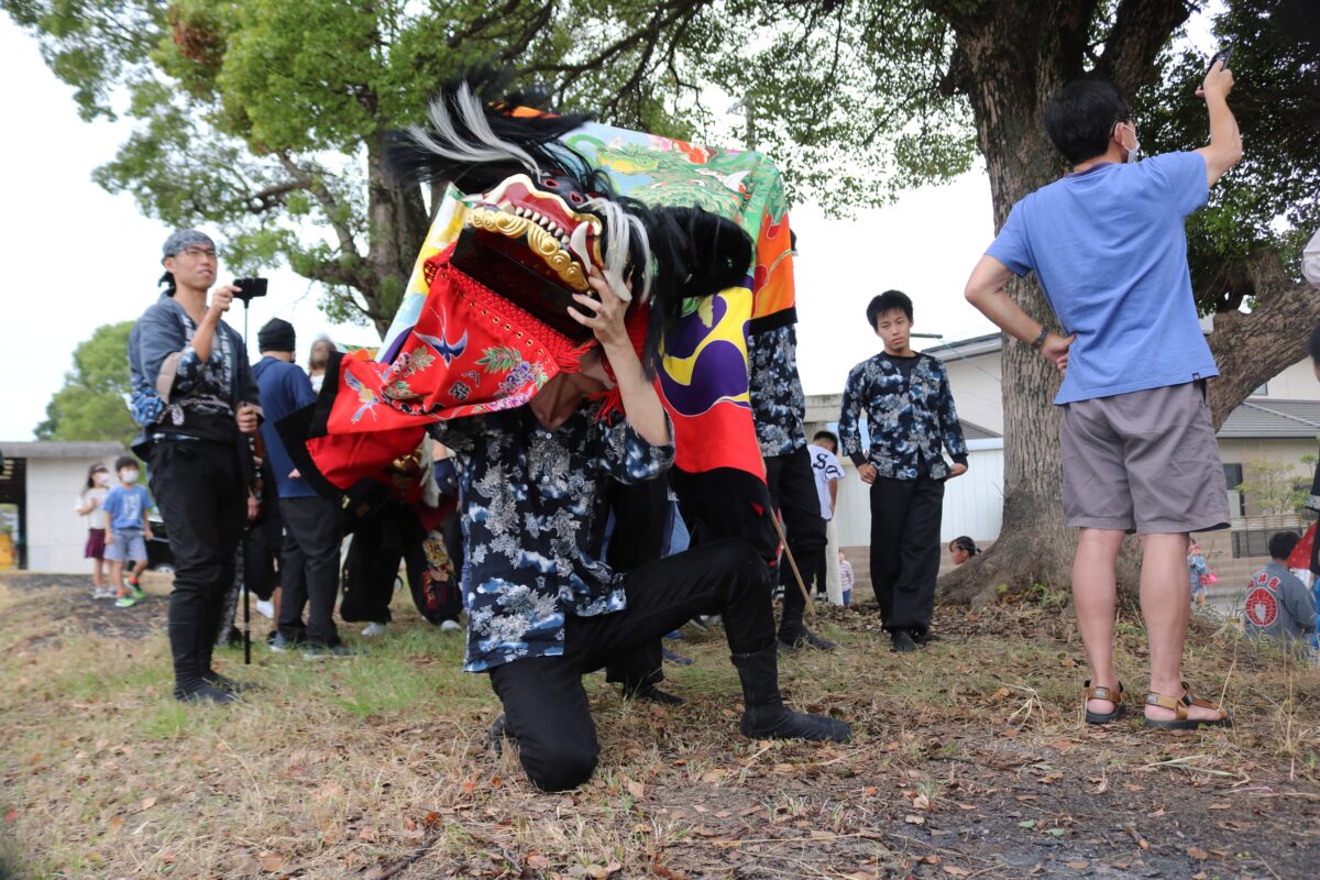 2023年 多度津町山階・春日神社 秋季例大祭 傘揃え 上小原獅子組