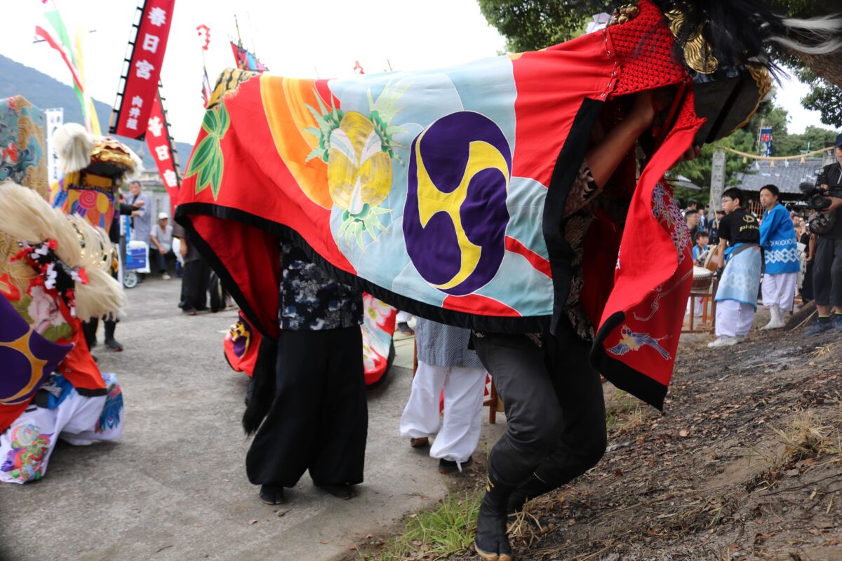 2023年 多度津町山階・春日神社 秋季例大祭 傘揃え 上小原獅子組