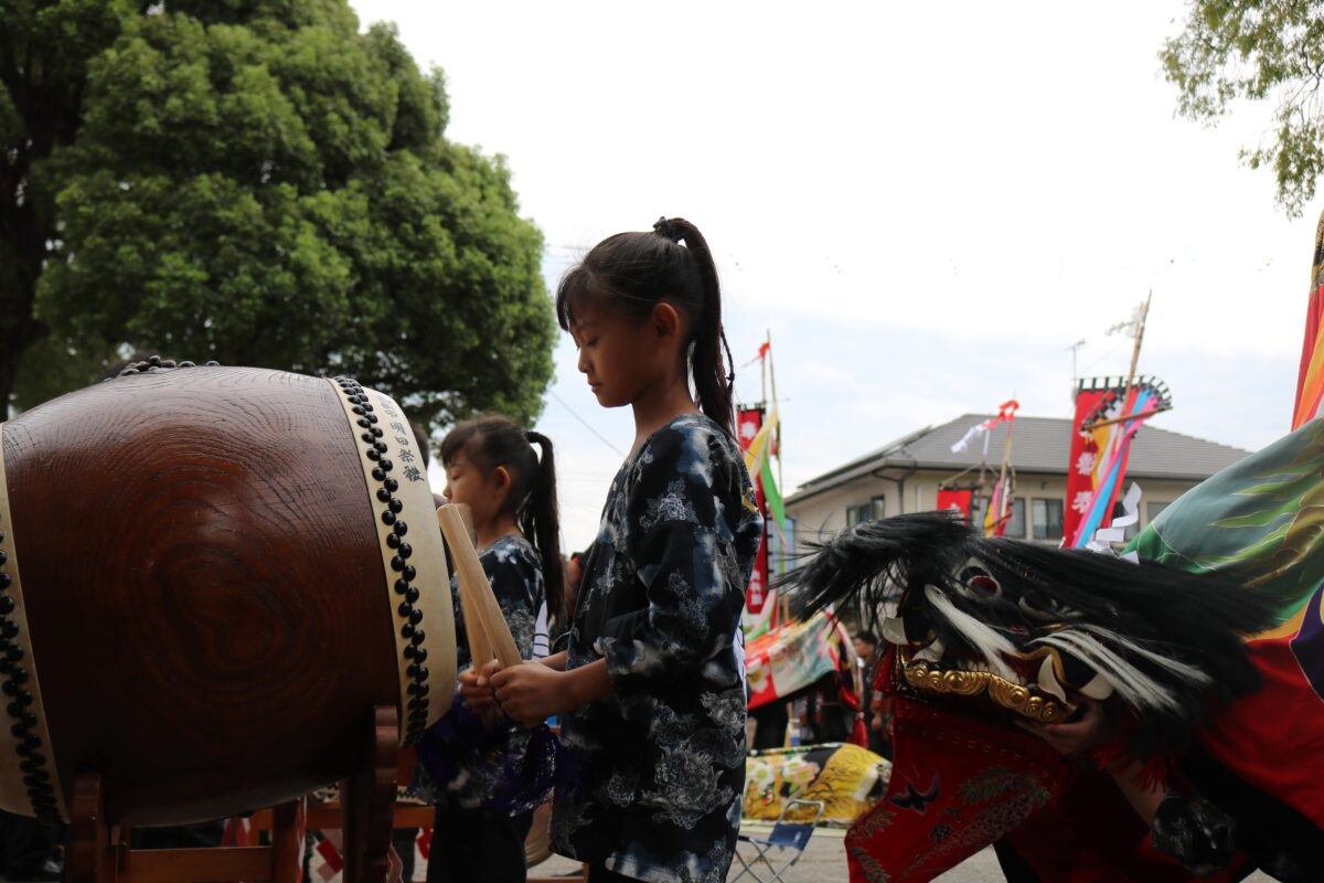 2023年 多度津町山階・春日神社 秋季例大祭 傘揃え 上小原獅子組