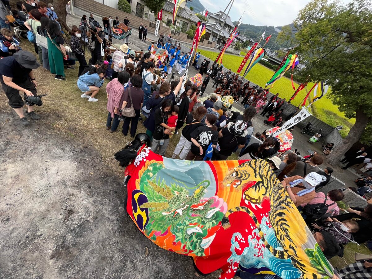 2023年 多度津町山階・春日神社 秋季例大祭 傘揃え 上小原獅子組