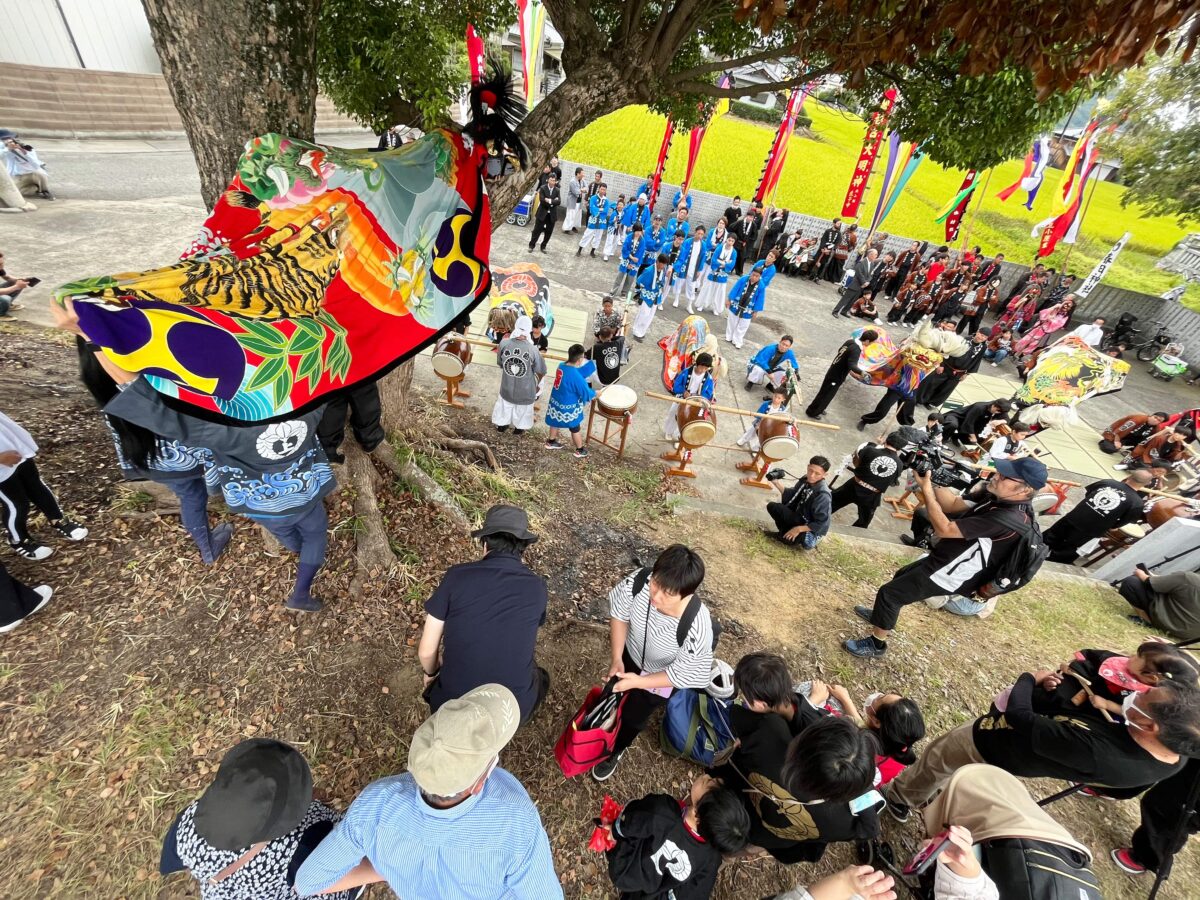 2023年 多度津町山階・春日神社 秋季例大祭 傘揃え 上小原獅子組