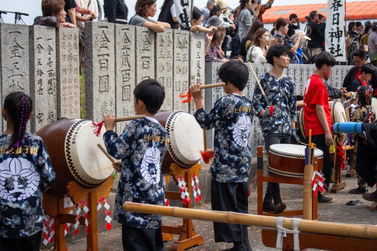 2023年 多度津町山階・春日神社 秋季例大祭 傘揃え 上小原獅子組