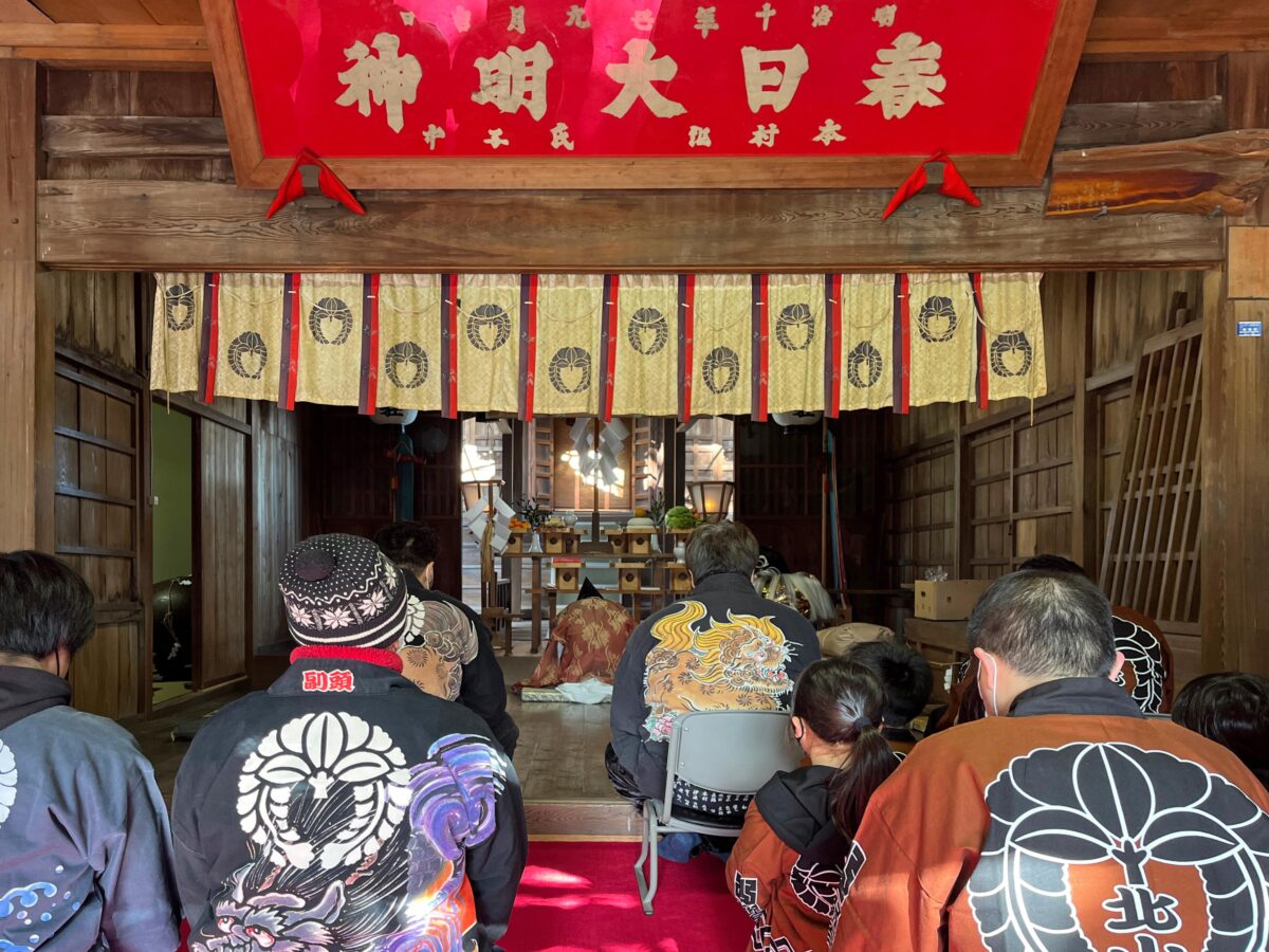 2023年 多度津町山階・春日神社 獅子頭のお祓い 上小原獅子組 阿庄獅子組 北山獅子組