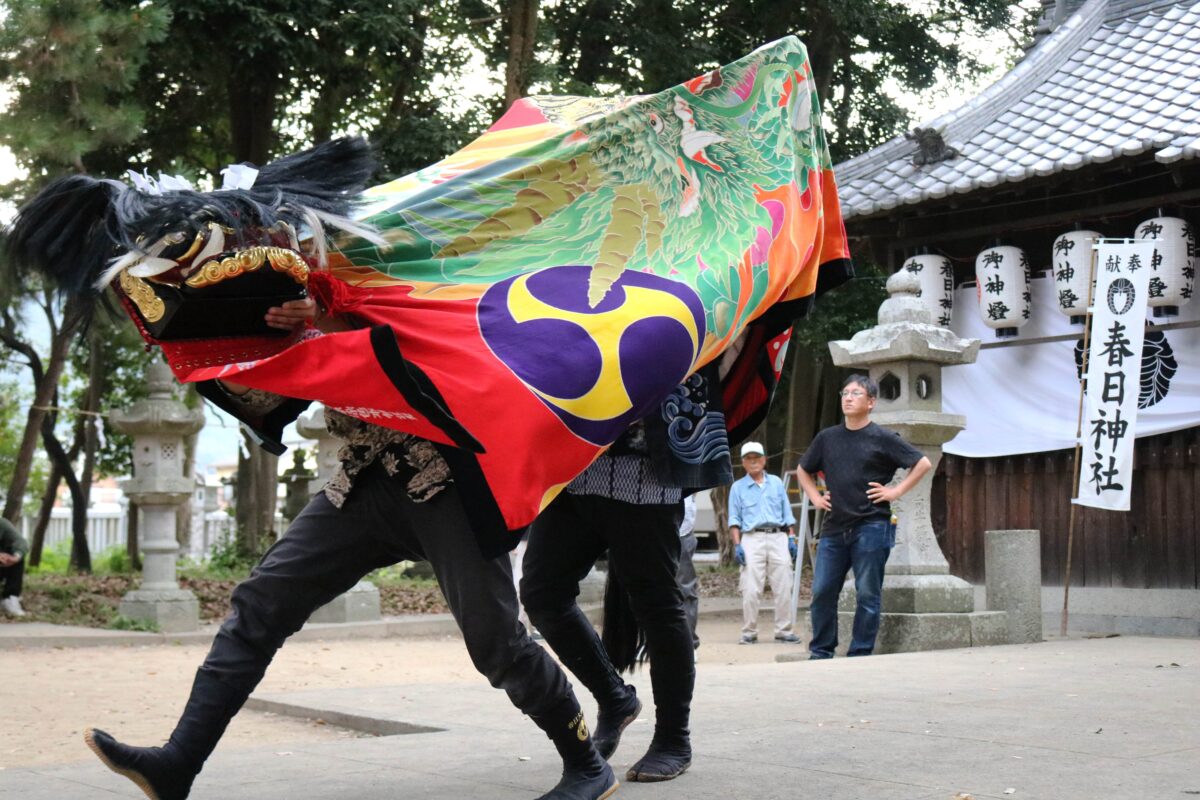 2023年 多度津町山階・春日神社 秋季例大祭 舞い込み 上小原獅子組