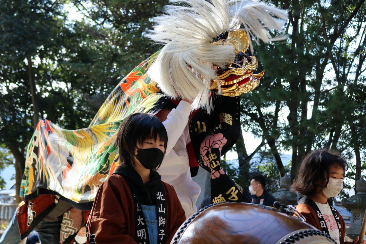 2023年 多度津町山階・春日神社 お披露目演舞 記念 北山獅子組