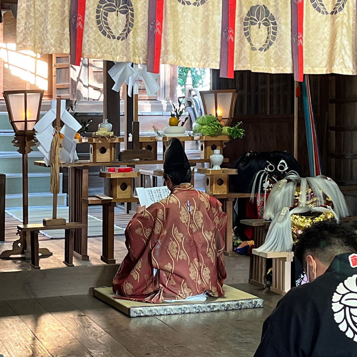 2023年 多度津町山階・春日神社 獅子頭のお祓い 祝詞奏上