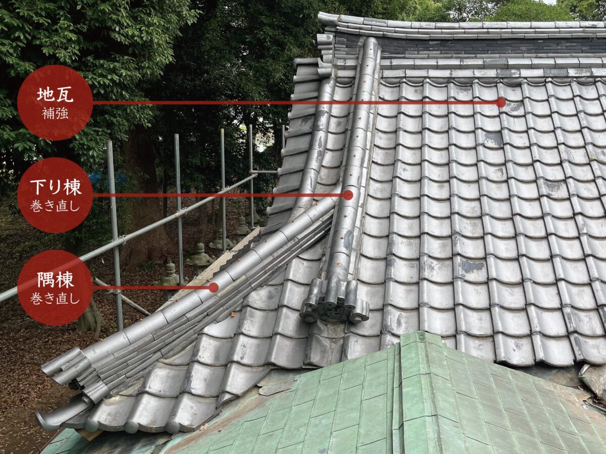 2023年 多度津町山階・春日神社 拝殿・幣殿 瓦工事