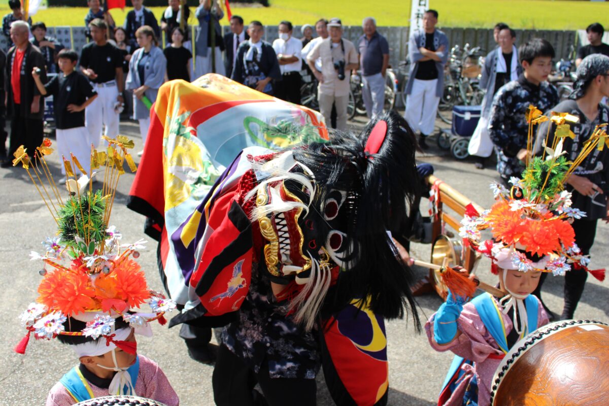 2024年 多度津町山階・春日神社 秋季例大祭 傘揃え 上小原獅子組