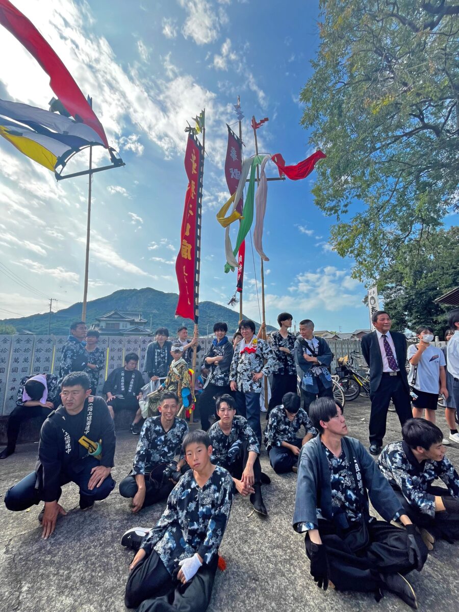 2024年 多度津町山階・春日神社 秋季例大祭 傘揃え 上小原獅子組
