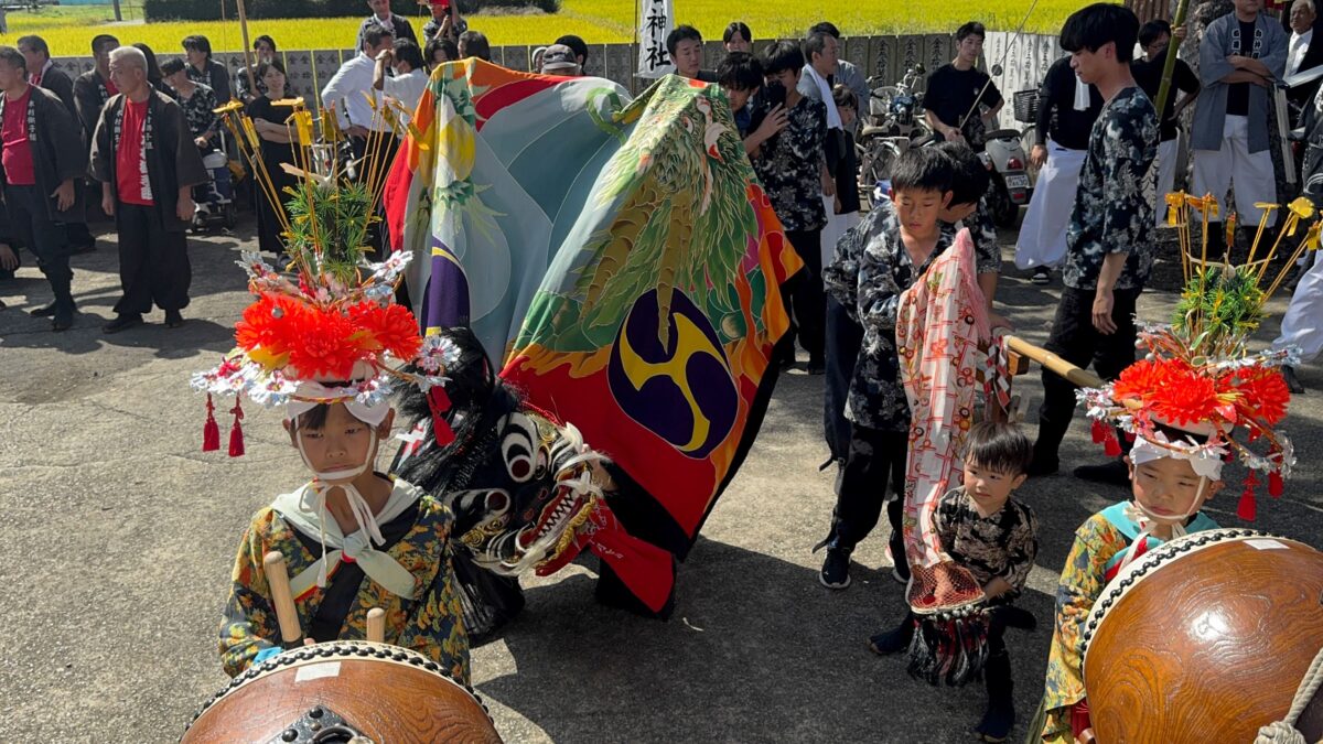 2024年 多度津町山階・春日神社 秋季例大祭 傘揃え 上小原獅子組