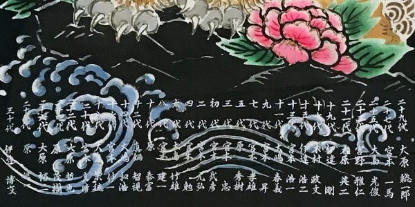 古い頭法被 刺繍 上小原獅子組
