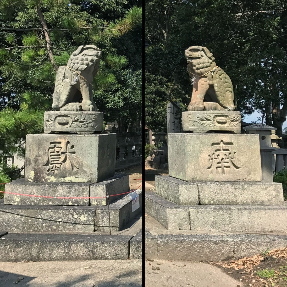 多度津町山階・春日神社 昔の狛犬